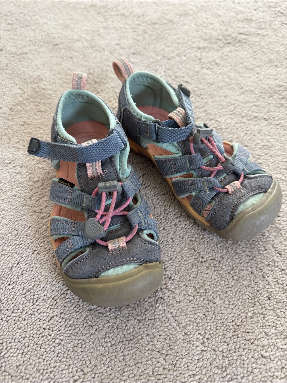 Keen Kids Sandals in Gray, Pink & Mint